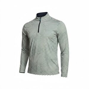Pins and Aces Mens Large 1/4 Zip Long Sleeve Golf Pullover Shirt Teal Stripe